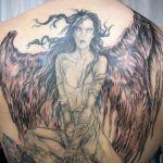Фото тату с ангелом на спине 12.03.2020 №050 -angel tattoo on the back- tatufoto.com