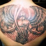 Фото тату с ангелом на спине 12.03.2020 №051 -angel tattoo on the back- tatufoto.com