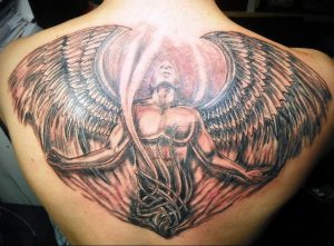 Фото тату с ангелом на спине 12.03.2020 №051 -angel tattoo on the back- tatufoto.com