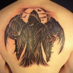 Фото тату с ангелом на спине 12.03.2020 №075 -angel tattoo on the back- tatufoto.com