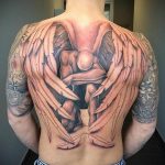 Фото тату с ангелом на спине 12.03.2020 №081 -angel tattoo on the back- tatufoto.com