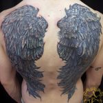 Фото тату с ангелом на спине 12.03.2020 №084 -angel tattoo on the back- tatufoto.com