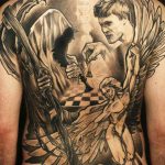Фото тату с ангелом на спине 12.03.2020 №092 -angel tattoo on the back- tatufoto.com