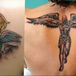 Фото тату с ангелом на спине 12.03.2020 №101 -angel tattoo on the back- tatufoto.com