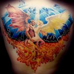 Фото тату с ангелом на спине 12.03.2020 №143 -angel tattoo on the back- tatufoto.com