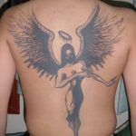 Фото тату с ангелом на спине 12.03.2020 №181 -angel tattoo on the back- tatufoto.com