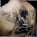 Фото тату с ангелом на спине 12.03.2020 №194 -angel tattoo on the back- tatufoto.com