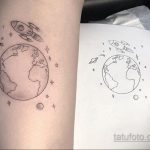 Фото татуировки з планетой Земля 22.04.2020 №050 -planet earth tattoo- tatufoto.com