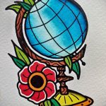 Фото татуировки з планетой Земля 22.04.2020 №064 -planet earth tattoo- tatufoto.com