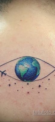 Фото татуировки з планетой Земля 22.04.2020 №099 -planet earth tattoo- tatufoto.com