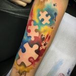 Фото татуировки пазл ко дню аутистов 02.04.2020 №001 -autism puzzle tattoo- tatufoto.com