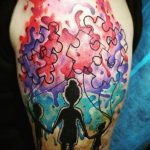 Фото татуировки пазл ко дню аутистов 02.04.2020 №015 -autism puzzle tattoo- tatufoto.com