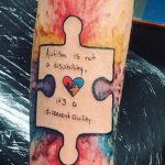 Фото татуировки пазл ко дню аутистов 02.04.2020 №031 -autism puzzle tattoo- tatufoto.com