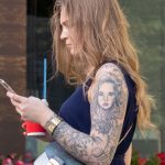 Татуировка с портретом в рукаве на левой руке девушки - - Уличная татуировка (Street tattoo) № 03 – 11.05.2020 для tatufoto.com 3