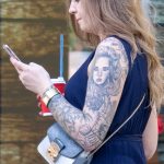 Татуировка с портретом в рукаве на левой руке девушки - - Уличная татуировка (Street tattoo) № 03 – 11.05.2020 для tatufoto.com 6