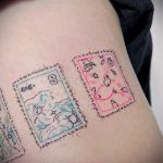 Фото татуировки с почтовой маркой 01.05.2020 №012 -postage stamp tattoo- tatufoto.com