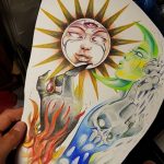 Фото татуировки с солнцем 02.05.2020 №013 -sun tattoo- tatufoto.com