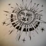 Фото татуировки с солнцем 02.05.2020 №058 -sun tattoo- tatufoto.com