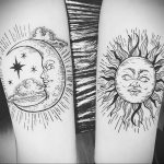 Фото татуировки с солнцем 02.05.2020 №065 -sun tattoo- tatufoto.com