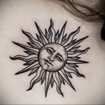 Фото татуировки с солнцем 02.05.2020 №080 -sun tattoo- tatufoto.com