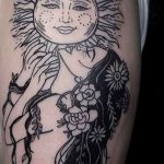 Фото татуировки с солнцем 02.05.2020 №097 -sun tattoo- tatufoto.com