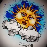 Фото татуировки с солнцем 02.05.2020 №122 -sun tattoo- tatufoto.com