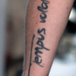 Фото тату с надписью tempus volat – время летит на руке парня - Уличная татуировка (street tattoo) № 06 – 18.06.2020 – tatufoto.com 3