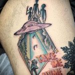 Фото татуировки с НЛО - пришельцами 02.07.2020 №007 -UFO tattoo- tatufoto.com