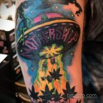 Фото татуировки с НЛО - пришельцами 02.07.2020 №080 -UFO tattoo- tatufoto.com