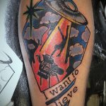 Фото татуировки с НЛО - пришельцами 02.07.2020 №102 -UFO tattoo- tatufoto.com