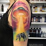 Фото татуировки с НЛО - пришельцами 02.07.2020 №149 -UFO tattoo- tatufoto.com