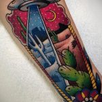 Фото татуировки с НЛО - пришельцами 02.07.2020 №161 -UFO tattoo- tatufoto.com