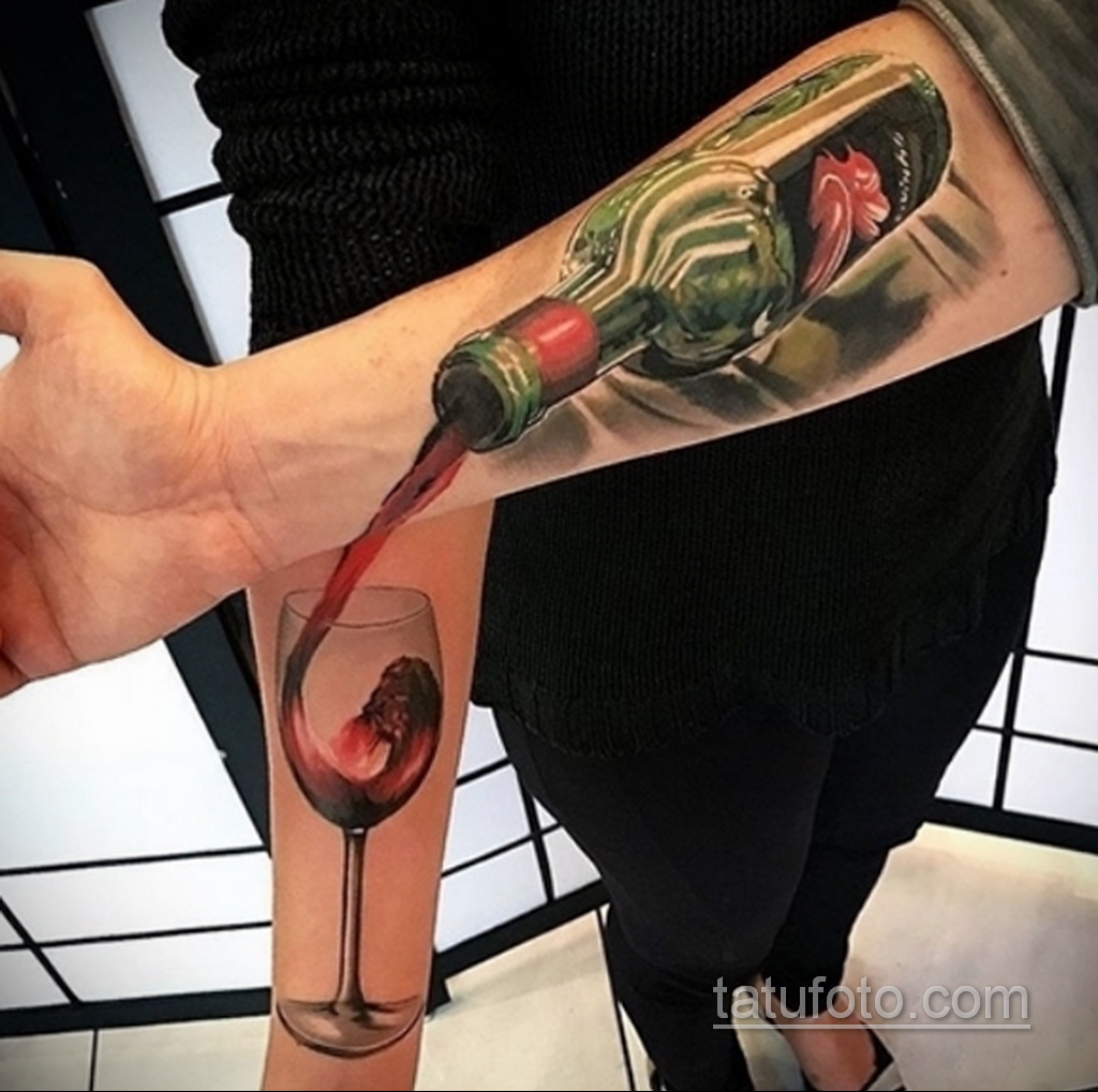 Фото татуировки с вином 02.07.2020 №032 -wine tattoo- tatufoto.com