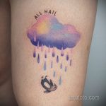 Фото татуировки с дождем 18.07.2020 №005 -rain tattoo- tatufoto.com