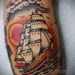 Фото татуировки с кораблем 07.07.2020 №035 -ship tattoo- tatufoto.com