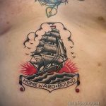 Фото татуировки с кораблем 07.07.2020 №040 -ship tattoo- tatufoto.com