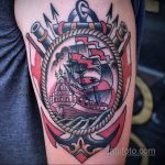 Фото татуировки с кораблем 07.07.2020 №069 -ship tattoo- tatufoto.com