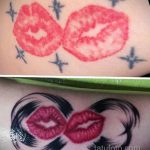 Фото татуировки с поцелуем 06.07.2020 №069 -kiss tattoo- tatufoto.com