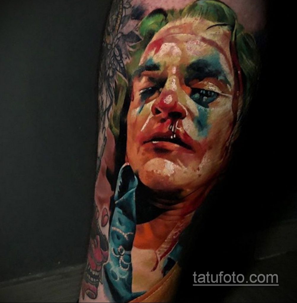 Фото тату с Джокером 16.08.2020 №031 -Joker tattoo- tatufoto.com