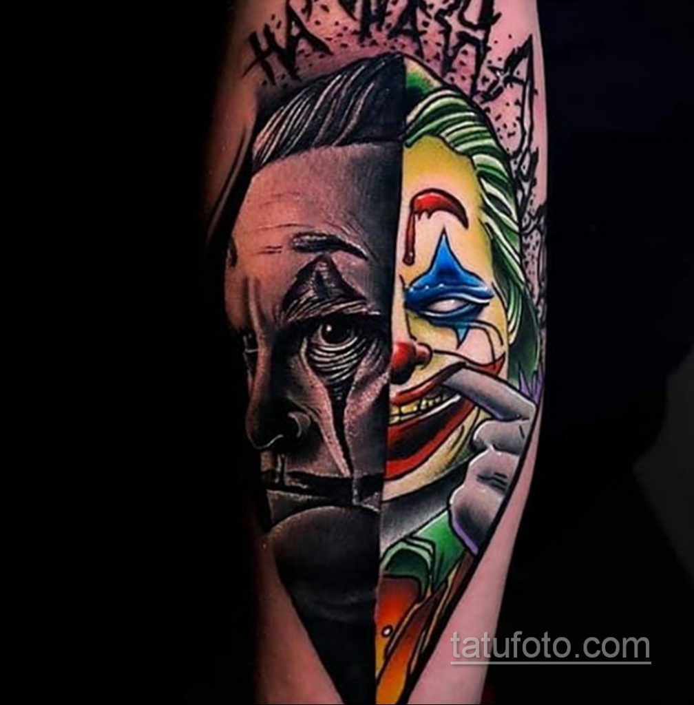 Фото тату с Джокером 16.08.2020 №047 -Joker tattoo- tatufoto.com