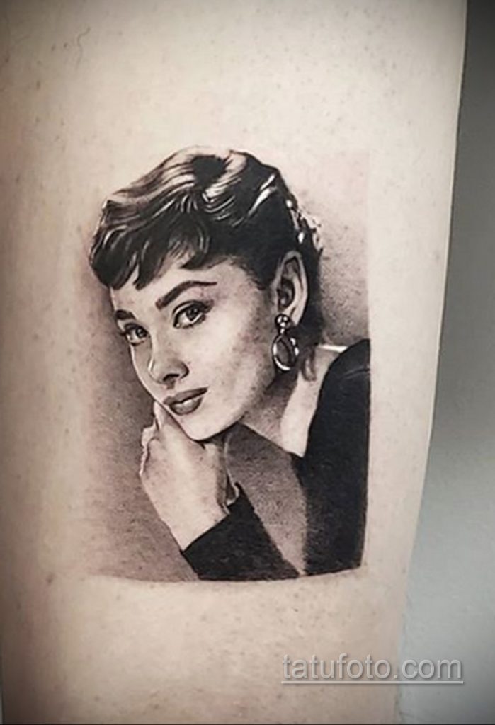 Фото тату с Одри Хепберн 10.08.2020 №022 -Audrey Hepburn tattoo- tatufoto.com