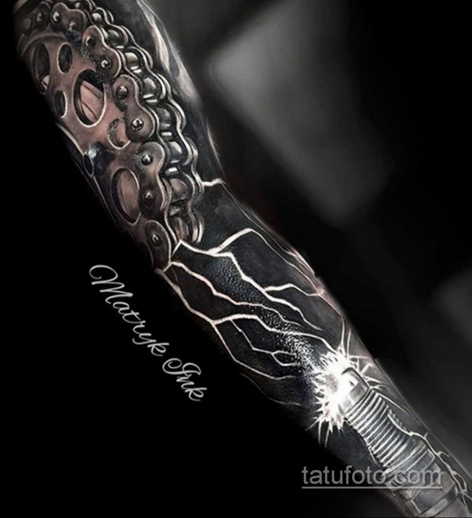 Фото тату с мотоциклом 29.08.2020 №002 -moto tattoo- tatufoto.com