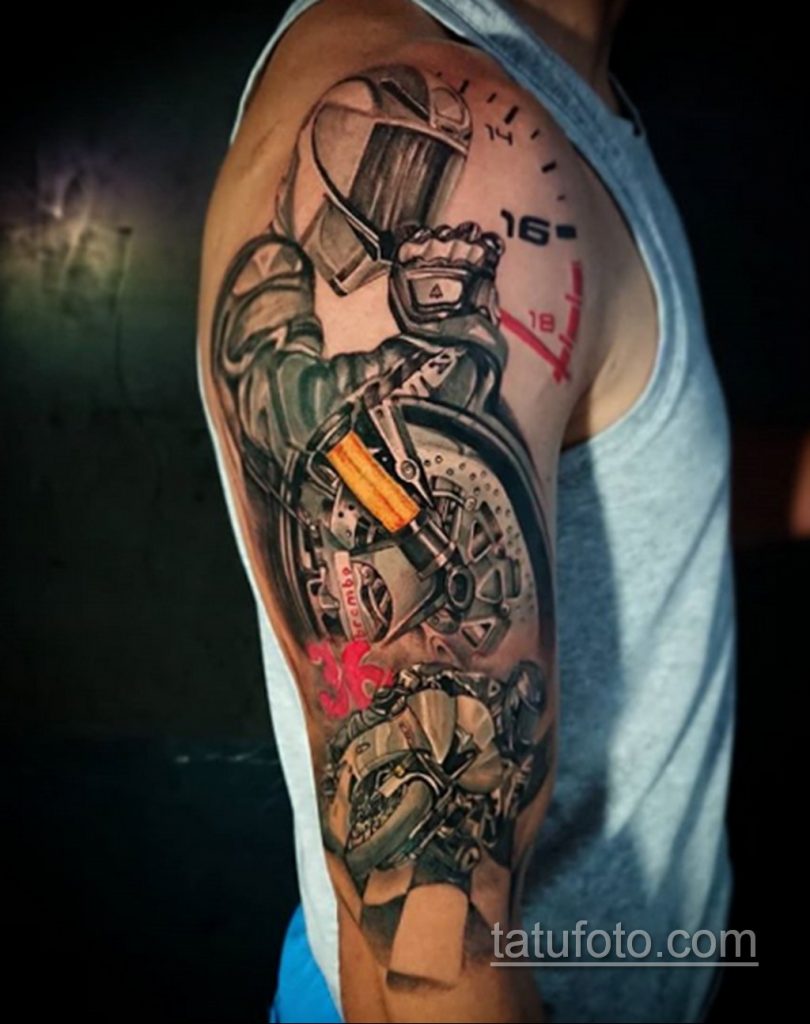 Фото тату с мотоциклом 29.08.2020 №046 -moto tattoo- tatufoto.com