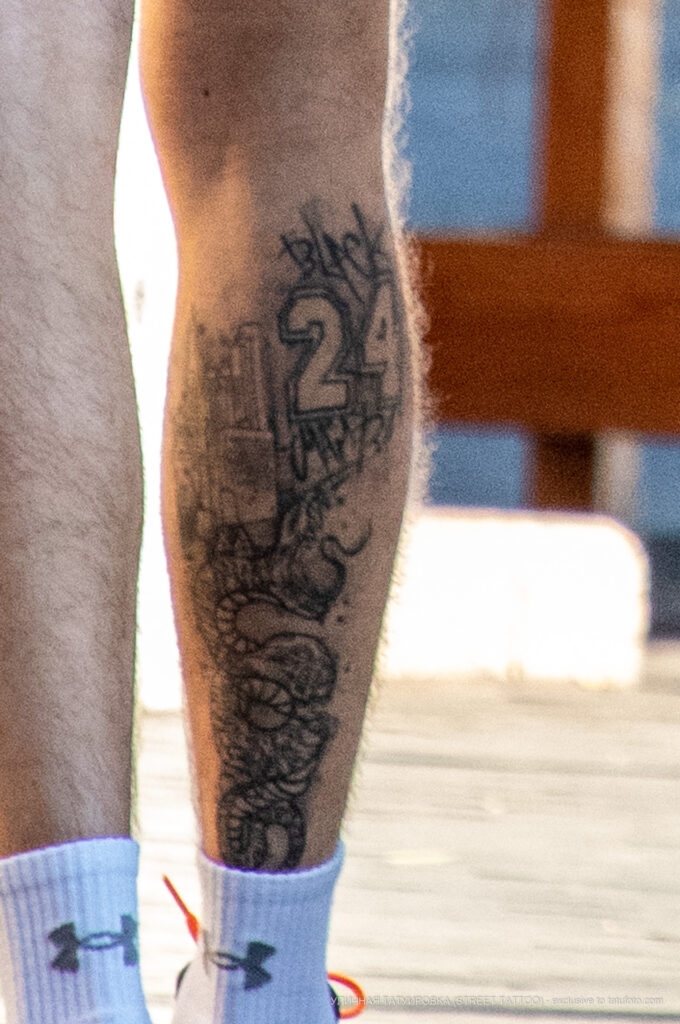 Тату змея и цифра 24 на ноге парня – Уличная татуировка (street tattoo)-29.09.2020-tatufoto.com 7