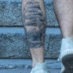 Татуировка парусник на левой икре парня - Уличная татуировка – tatufoto.com 5