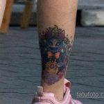 Цветастая татуировка с киской внизу ноги девушки – Уличная татуировка 14.09.2020 – tatufoto.com 4