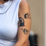 Черные Хендпоук тату с девушкой и котом на руке у девушки --Уличная тату-street tattoo-21.09.2020-tatufoto.com 3