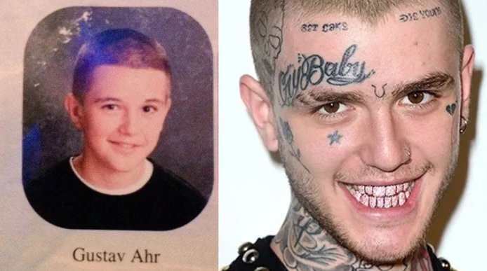 LiL PEEP (Густав Ар) – до и после нанесения татуировок - фото