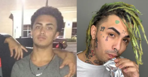Фотография демонстрирует изменения во внешности XXXTentacion: слева - молодой человек, справа - артист с множеством татуировок на лице и теле.