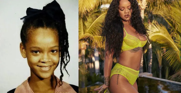 Рианна (Robyn Rihanna Fenty) – до и после нанесения татуировок - фото